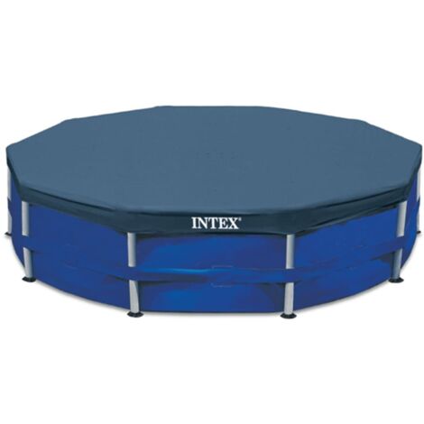 Intex – Couverture de piscine ronde 366 cm – Bâche en polyéthylène 100% – Résistante à la déchirure – Avec trous de drainage et cordes
