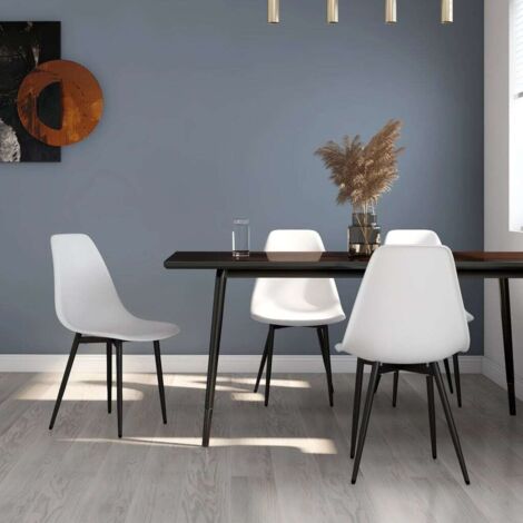 Vidaxl – Lot de 4 chaises à manger blanches – Polypropylène et métal – Dossier incurvé ergonomique – Hauteur d'assise 47 cm – Dimensions 46x52x84 cm
