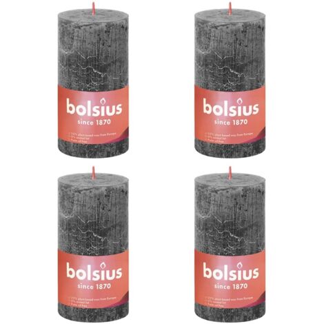 Bougies pilier rustiques Shine 4 pcs 130x68 mm Gris orageux Bolsius (1/2)