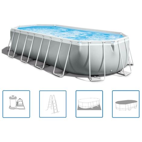 Intex – Piscine tubulaire ovale 610x305x122 cm – Cadre en acier – Contenance 18202 L – Installation rapide en 60 minutes (1/5)