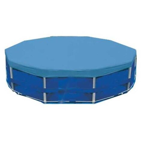 Bestway – Couverture de piscine ronde 366 cm – Tissu PE haute résistance imperméable – Protection contre feuilles et insectes – Fermeture corde nylon