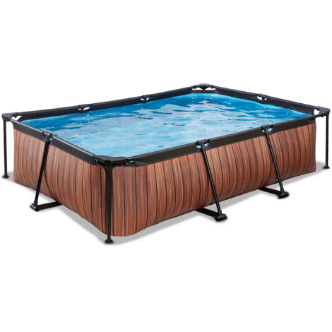 Piscine tubulaire hors sol 300x200x65cm – Acier thermolaqué marron – Pompe filtrante 1136 l/h – Capacité 3700 litres