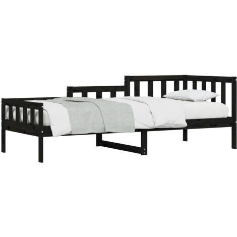 Lit de jour sans matelas noir 90x190 cm bois de pin massif vidaXL (1/5)