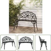 The Living Store Banc de jardin 100 cm Aluminium coulé Noir - Banc De Jardin - Mobilier De Jardin - Banc D'extérieur - Banc En Aluminium - Banc Design