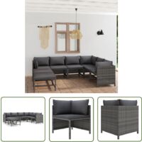 The Living Store Salon de jardin 8 pcs avec coussins Résine tressée Gris - Salon De Jardin - Mobilier De Jardin - Ensemble De Salon - Meubles De Jardin - Résine Tressée