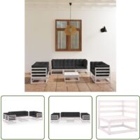 The Living Store Salon de jardin 8 pcs avec coussins Bois de pin massif - Salon De Jardin - Mobilier De Jardin - Ensemble Salon De Jardin - Meubles De Jardin - Bois De Pin