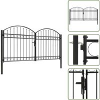 Vidaxl – Portail fer et acier double porte 300x150 cm – Arc en acier – Revêtement anti-corrosion – Sécurisé avec serrure et poignée