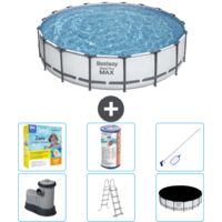 Piscine Bestway ronde Steel Pro MAX - 549 x 122 cm - Grise - Comprend des Accessoires CB36