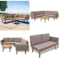 Salon de jardin 4 pcs avec coussins Résine tressée Gris - Salon De Jardin - Meubles De Jardin - Salon D'extérieur - Set De Salon - Canapé D'angle - Home & Living