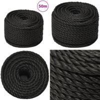 Corde De Corde De 14 Mm - Couleur : Noir - 3 Brins Torsadés - Corde