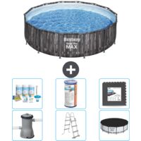 Piscine Bestway ronde Steel Pro MAX - Impression bois - 427 x 107 cm - Comprend des Accessoires CB31
