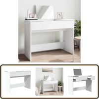 Coiffeuse avec miroir blanc 100x45x76 cm - Coiffeuse - Meuble De Salle De Bain - Table De Maquillage - Vanity - Dressing