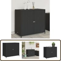 Armoire de rangement de jardin noir 83x45x76 cm résine tressée - Armoire De Rangement Jardin - Coffre De Jardin - Mobilier De Jardin - Rangement Exterieur - Résine Tressée