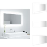 Miroir à LED de salle de bain Blanc 90x8,5x37 cm Acrylique - Miroir Led - Miroir Salle De Bain - Meuble Salle De Bain - Miroir Moderne - Éclairage Led