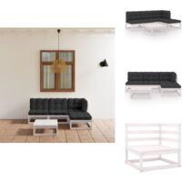 The Living Store Salon de jardin 5 pcs avec coussins Bois de pin massif - Canapé extérieur