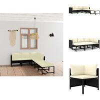 Salon de jardin 6 pcs avec coussins Résine tressée Noir - Salon De Jardin - Mobilier De Jardin - Ensemble De Salon - Meubles De Jardin - Résine Tressée