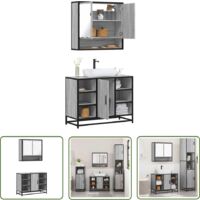 vidaXL Ensemble de meubles de salle de bain 2 pcs Sonoma gris