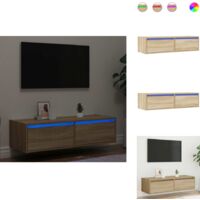 Meuble TV avec lumières LED chêne sonoma 100X35,5x25 cm - Meuble TV - Meubles TV - Meuble Hifi - Meuble Multimédia
