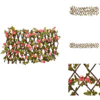 Treillis de lierre artificiel extensible rose foncé 180x20 cm - Clôture Artificielle - Trellis De Lierre - Écran De Lierre - Intimité Jardin - Decoration Exterieur