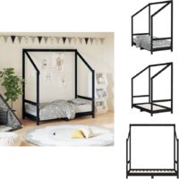 Cadre de lit pour enfant noir 70x140 cm bois de pin massif - Lit Bébé - Lit Enfant - Cadre Lit Enfant - Lit Design Enfant - Mobilier Enfant