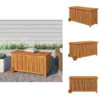 Boîte de rangement de jardin avec roues 113x50x58cm Bois acacia - Coffre De Jardin - Rangement Extérieur - Meuble De Jardin - Coffre De Rangement - Bois D'acacia