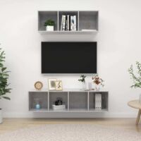 Meuble mur - vidaXL Ensemble de meuble TV 2 pcs Gris béton Bois d'ingénierie - Meuble HiFi
