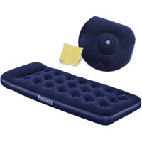 Bestway – Matelas gonflable 1 place 185x76x22 cm – Surface floquée agréable – Pompe à pied intégrée – Léger et facile à transporter