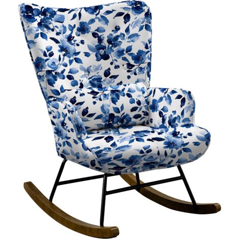 Fauteuil à Bascule En Tissu Teddy Avec Base En Métal Noire Et Pattes à Bascule En Bois,cadre En