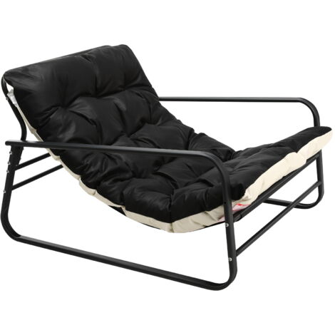 Chaise HOMEMiYN de jardin en Noir – Élégance et Confort respirant, facile à assembler