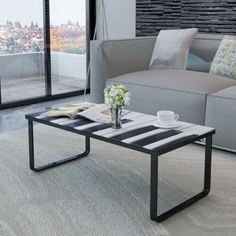 Table basse - HOMEMiYN - Impression de piano - Verre trempé - 90 x 45 x 32 cm - Design contemporain (1/3)