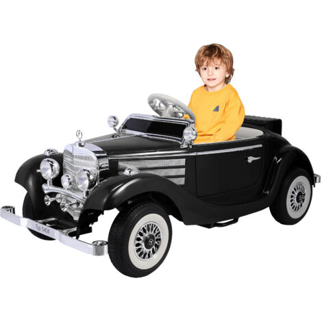Voiture électrique rétro pour enfants - ORYXEARTH - Noir - Batterie 12V - Vitesse 3-6 km/h