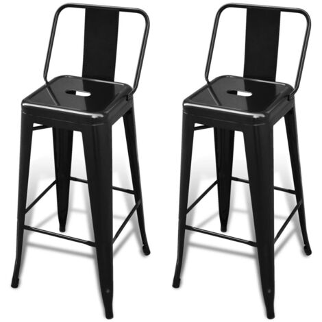 Lot de 2 Tabourets de Bar Élégants en Acier Noir– Confort et Style Assurés (1/5)