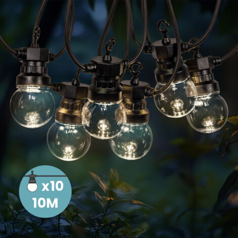 Skylantern – Guirlande lumineuse d'extérieur 10M – 10 ampoules transparentes – Résistante IP44 – Pour événements en extérieur – Installation facile
