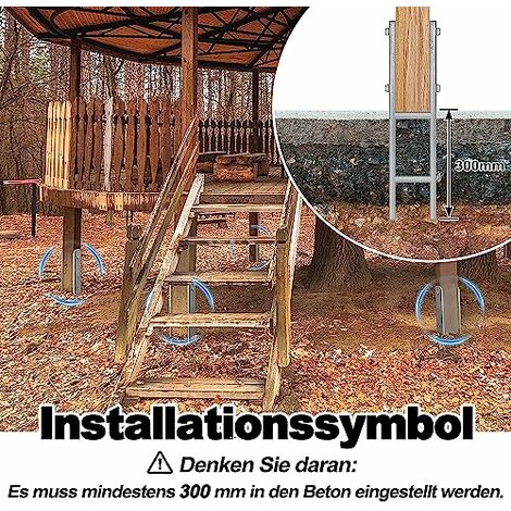 Suusolny H-Pfostenträger 600mm Feuerverzinkt - Für Zaun, Carport & Gewächshaus