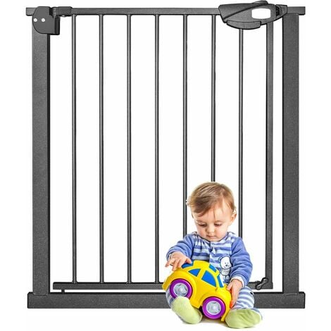 UISEBRT Türschutzgitter Ohne Bohren Treppenschutzgitter für Kinder 75-85cm  breit, Auto-Close Baby Schutzgitter Metall Gitter Schwarz