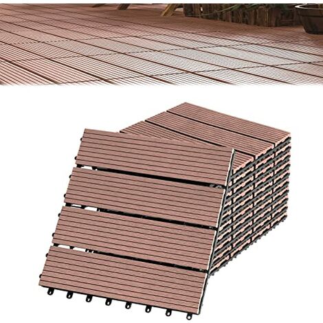 WPC Terrassenfliesen Holzoptik Terrassendielen Fliese mit Klicksystem