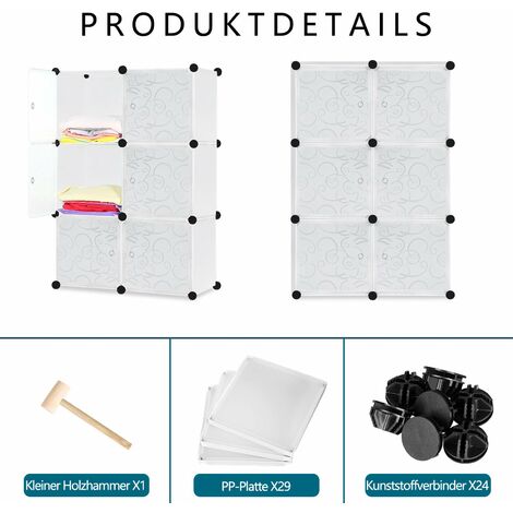 Froadp Kleiderschrank Kunststoff - DIY Regalsystem 20 Fächer 145x37x178cm