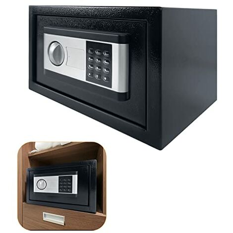 Tresor Safe Doppelstahlbolzen Möbeltresor, elektronischem Zahlenschloss,  Tresor für zuhause mit 2 Notfall Tasten（31×20×20CM 12L Schwarz）YARDIN