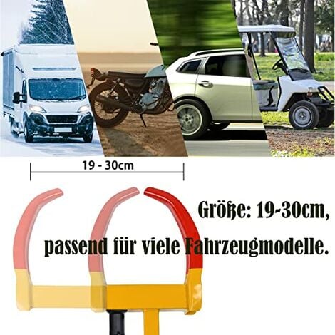 Parkkralle Radkralle Wegfahrsperre Anhänger Universal Auto  Diebstahlsicherung Wohnwagen Schließzylinder aus Reinem Kupfer  inkl.2×Schlüssel