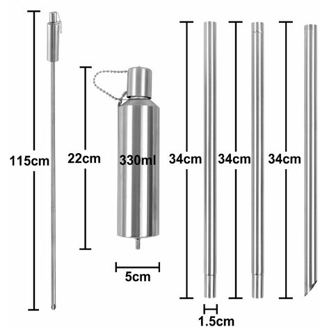 YARDIN Gartenfackeln Edelstahl 6er Set, Outdoor Fackeln, Öllampe für