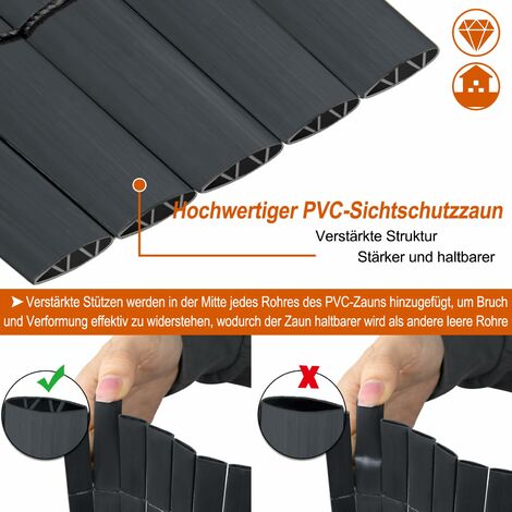 PVC Sichtschutzmatte Für Balkon & Garten | 80 Cm X 5 M | Anthrazit | Witterungsbeständig & UV-stabil | Inkl. Kabelbinder Zur Montage
