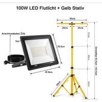 LED Baustrahler 150W, 12000 Lumen, Mit Stativ – IP66 Wasserdicht, Kaltweiß Für Werkstatt & Garten