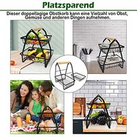 Praktischer 2-stöckiger Obstkorb Aus Metall - Schw Produktbild-Vorschau 6