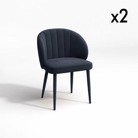 Lot de 2 chaises velours bleu saphir pieds velours assortis (1/5)