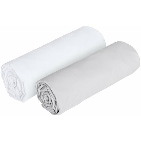 Lot de deux draps housse blanc et gris 200200cm (1/4)