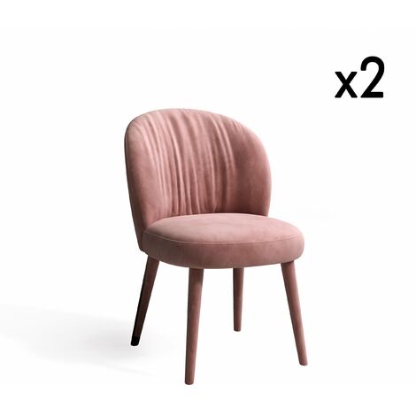 Lot de 2 chaises velours rose pieds velours (1/5)