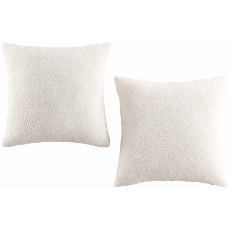 Lot de 2 coussins en bouclette blanc cassé 45x45cm (1/3)