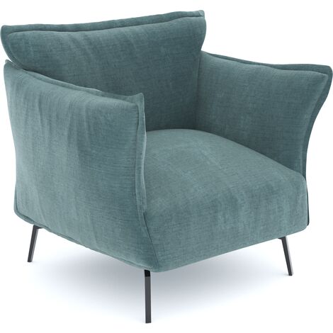 Fauteuil velours texturé bleu océan (1/5)