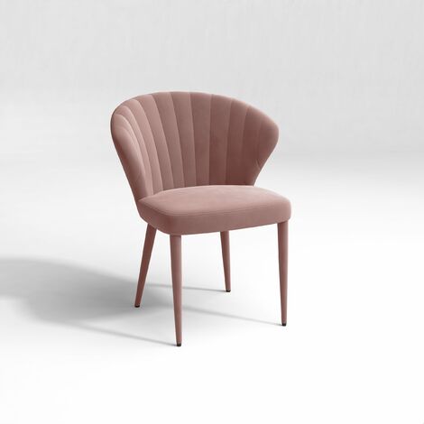 Lot de 2 chaises velours rose vintage pieds velours assortis (1/5)