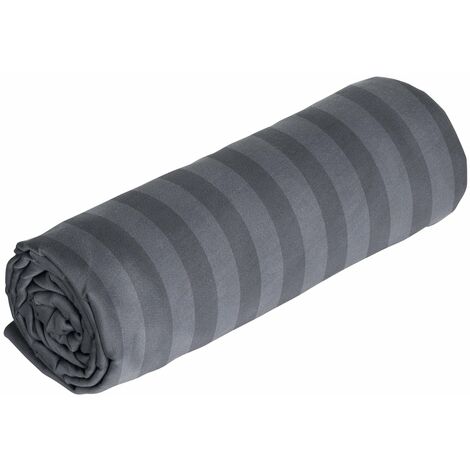 Drap housse gris rayures grises satin 160200cm (1/5)